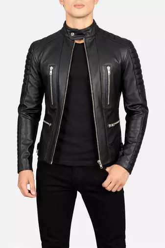 Men's moto black genuine leather handcrafted biker jacket