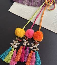 Handmade multicolored boho pompom parandi