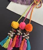 Handmade multicolored boho pompom parandi