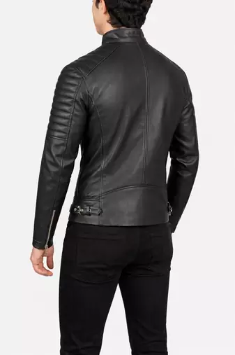 Men's moto black genuine leather handcrafted biker jacket