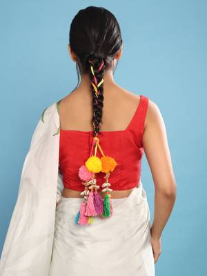 Handmade multicolored boho pompom parandi 3