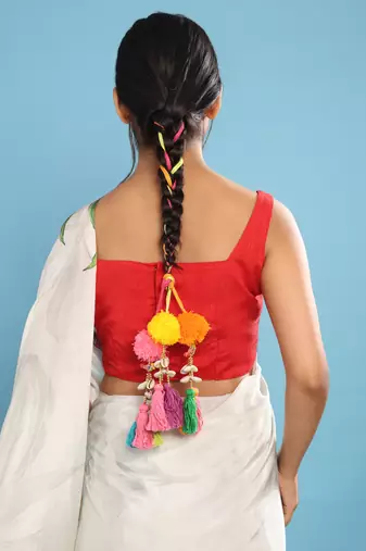 Handmade multicolored boho pompom parandi