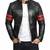 Men's black leather genuine lambskin tailored look red strip jacket