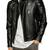 Men's genuine black leather biker jacket street style