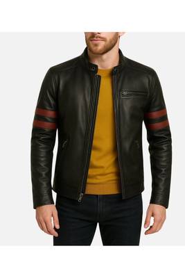 Men's black genuine leather premium quality biker jacket 1