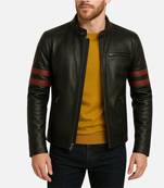 Men's black genuine leather premium quality biker jacket