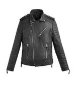 Men's black genuine leather smart casual biker jacket