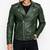 Men's green genuine leather iconic look biker jacket