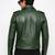 Men's green genuine leather iconic look biker jacket