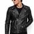Men's black genuine leather urban fashion moto biker jacket