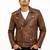 Men's brown leather genuine lambskin daily wear moto biker jacket
