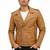 Men's tan genuine leather signature look moto biker jacket