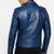 Men's blue genuine leather classic design moto biker jacket