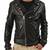 Men black genuine leather premium finish biker jacket