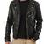 Men black genuine leather premium finish biker jacket