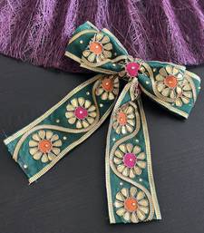 Green handmade gota work hairbow