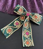 Green handmade gota work hairbow
