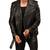 Men's black leather casual style genuine belted moto biker jacket