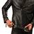 Men's black leather casual style genuine belted moto biker jacket
