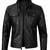 Men's black leather genuine lambskin modern fit biker jacket
