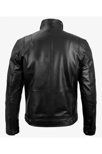 Men's black leather genuine lambskin modern fit biker jacket