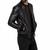 Men's black leather handcrafted genuine lambskin moto bomber jacket