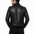 Men's black leather handcrafted genuine lambskin moto bomber jacket