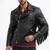 Men's black genuine leather tailored look fringer biker jacket