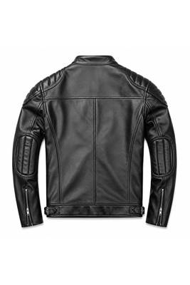 Men's black leather minimal design real lambskin moto biker jacket 3
