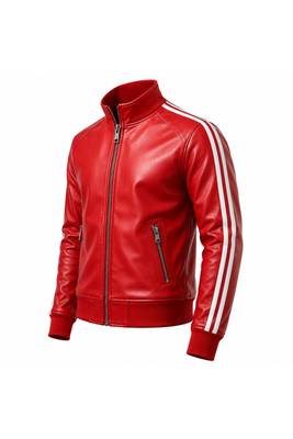 Men's genuine red leather smart casual daily wear bomber jacket 2