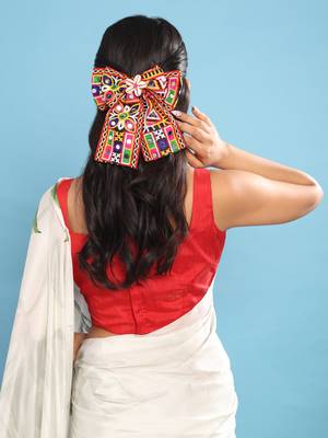 Black handmade kutchi work hairbow 1