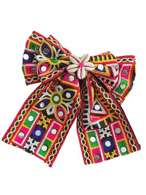 Black handmade kutchi work hairbow 2
