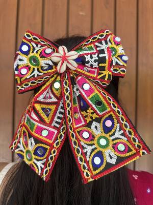 Black handmade kutchi work hairbow 3