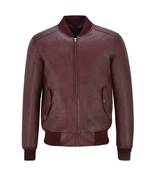 Men's burgundy genuine leather fashion outerwear bomber biker jacket