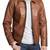 Men's tan genuine leather daily wear casual style biker jacket