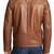 Men's tan genuine leather daily wear casual style biker jacket