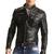 Men's  black genuine leather handcrafted moto biker jacket