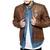 Men's brown genuine leather tailored look moto biker jacket