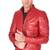 Men's red leather street style genuine biker jacket