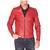 Men's red leather street style genuine biker jacket