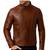 Men's brown leather minimal design genuine moto biker jacket