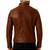 Men's brown leather minimal design genuine moto biker jacket