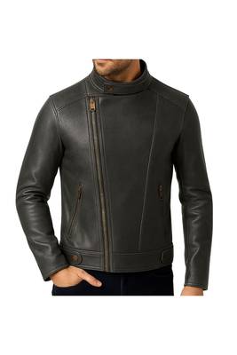 Men's black leather biker jacket premium quality genuine moto biker jacket 1