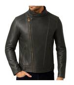 Men's black leather biker jacket premium quality genuine moto biker jacket