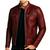 Men's red leather smart casual genuine moto  biker jacket