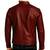 Men's red leather smart casual genuine moto  biker jacket