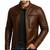 Men's brown genuine leather urban fashion moto biker jacket