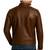 Men's brown genuine leather urban fashion moto biker jacket