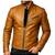 Men's genuine tan leather signature look moto biker jacket