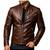 Men's genuine brown leather classic design casual biker jacket